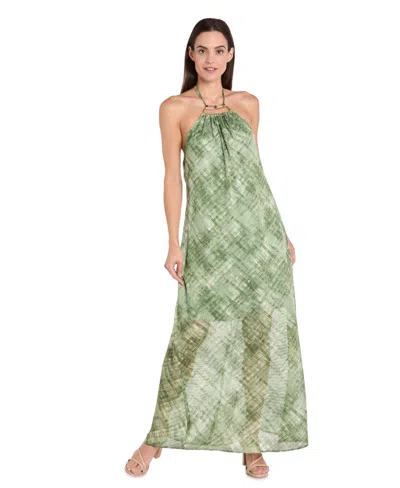 R & M Richards 4136 Long Maxi Formal Print Dress In Green