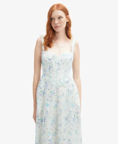 Bardot Adaline Eyelet Embroidered Corset Midi Dress In White