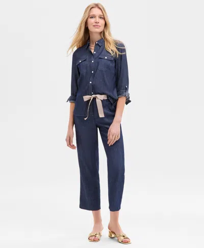 Tommy Hilfiger Women's Chambray Button-front Work Shirt In Blue