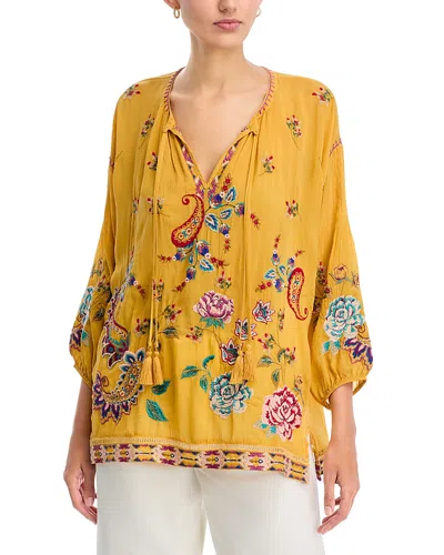 Johnny Was Margot Embroidered Blouse In Yellow