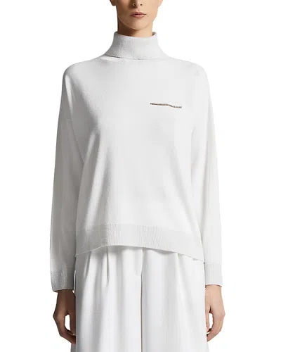 Peserico Cashmere Turtleneck Sweater In White