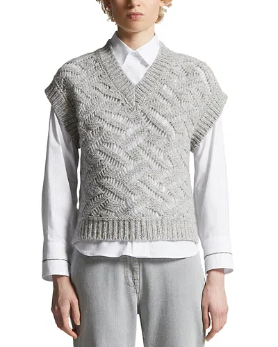 Peserico Textured Sweater Vest In Gray
