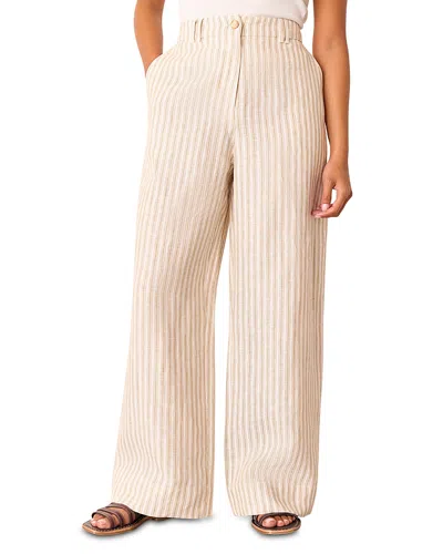 Whistles Petite Linen Stripe Trousers In White