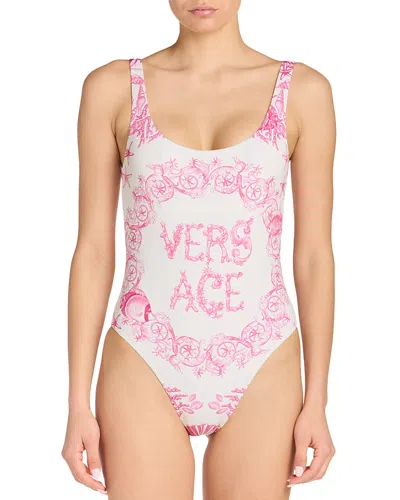 Versace Underwater Barocco One-piece Swimsuit In Pink