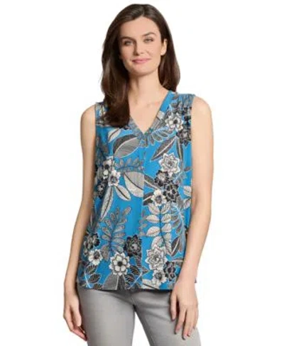 Jones New York Petite Floral-print Sleeveless V-neck Top
