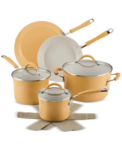 Rachael Ray Cucina Ceramic Nonstick 10-piece Cookware Set In Yellow