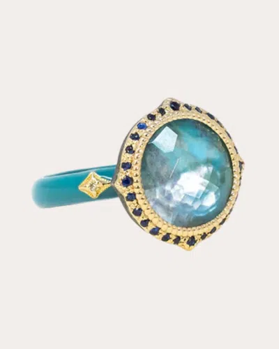 Armenta Women's Sterling Silver 14k Gold Enamel Opal And Diamond Ring