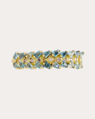 Armenta Women's 18k Gold Sterling Silver Aquamarine And Diamond Stackable Ring