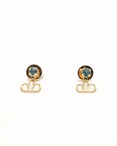 Valentino V Logo Rhinestone Earrings