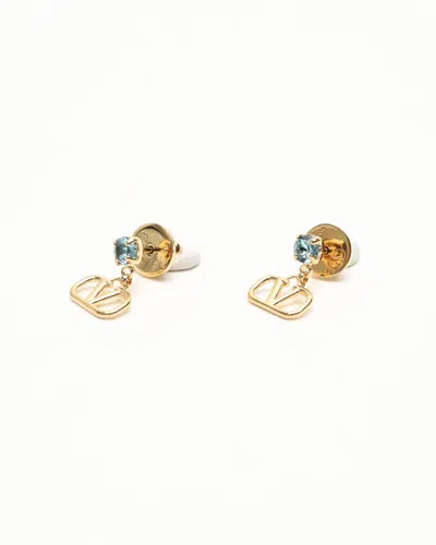 Valentino V Logo Rhinestone Earrings