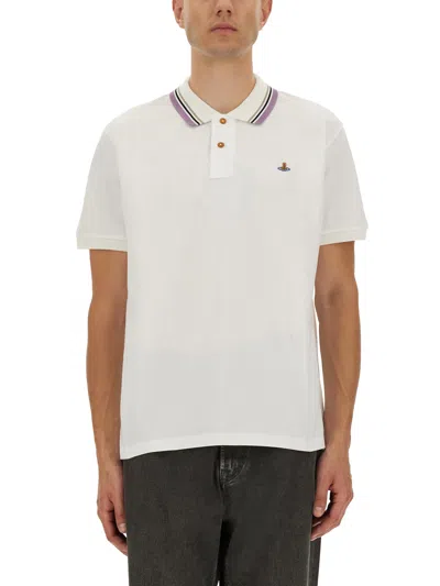 Vivienne Westwood Ribbed Collar Short Sleeves T-shirt In White