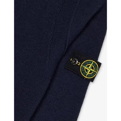 Stone Island Crewneck Logo-patch Knit Jumper 14 Years Navy Blu In Blue