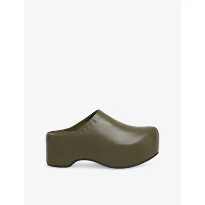 Marni Womens Chunky Leather Clogs Green Eur 41 / 8 Uk