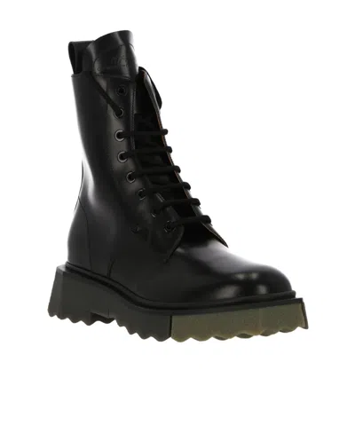 Off-white Round Toe Combat Boots