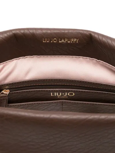 Liu •jo Liu Jo Textured Brown Shoulder Bag With Logo Plaque