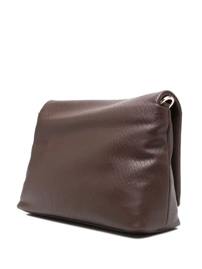 Liu •jo Liu Jo Textured Brown Shoulder Bag With Logo Plaque