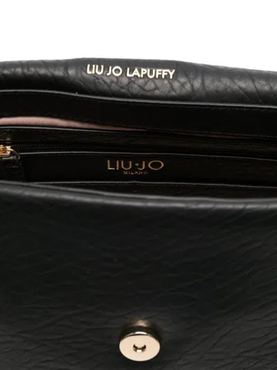 Liu •jo Liu Jo Textured Black Handbag With Gold-tone Hardware