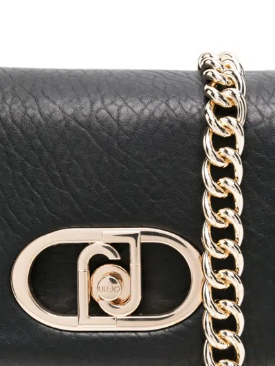 Liu •jo Liu Jo Textured Black Handbag With Gold-tone Hardware
