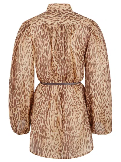 Zimmermann Light Brown Leopard Print Cascadian Tunic