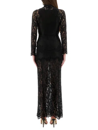 Rabanne Fitted Lace Dress With High Collar In Black