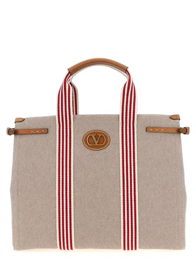 Valentino Antibes Striped Top Handles Tote Bag In Multi