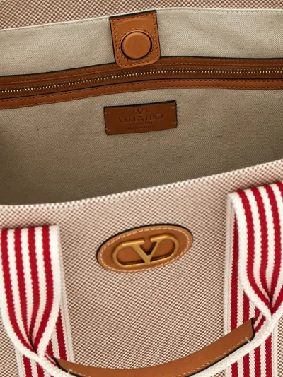Valentino Antibes Striped Top Handles Tote Bag In Multi