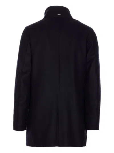 Herno Collar Shearling Removable Pockets Lateral Sleeves Long In Black