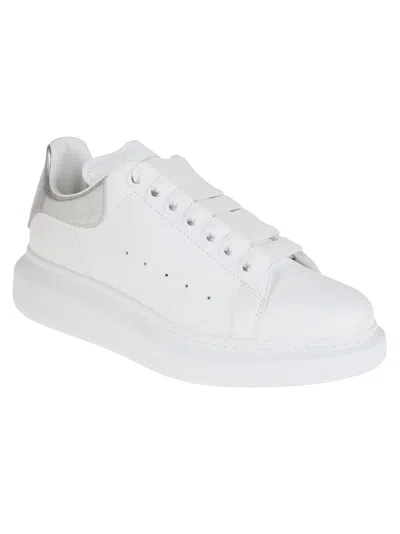 Alexander Mcqueen White Oversize Sneakers With Snake Print On The Heel In Leather Woman