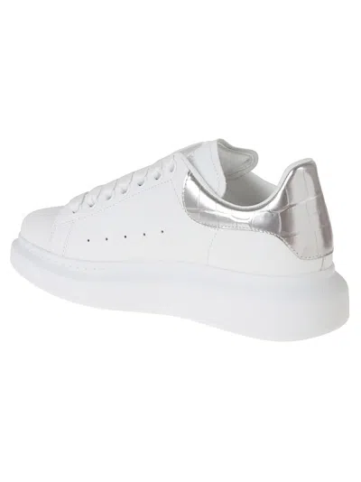 Alexander Mcqueen White Oversize Sneakers With Snake Print On The Heel In Leather Woman