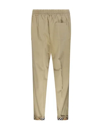 Burberry Classic Straight-leg Pants With Distinctive Check Cuffs In Neutral