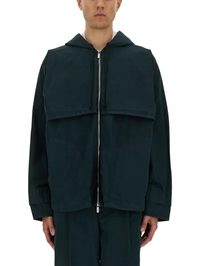 Helmut Lang Layered Design Hooded Windbreaker In Multi