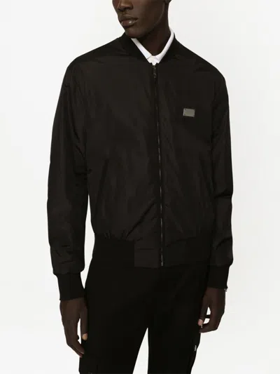 Dolce & Gabbana Dg Essential Puffer Jackets Black In Black