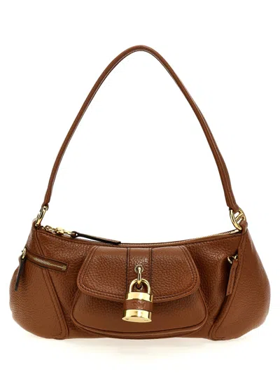 Chloé Womens Clay Brown The 99 Padlock-embellishment Leather Shoulder Bag