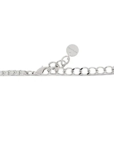 Self-portrait Delicate Silver Necklace With Crystal-embellished Bow Design