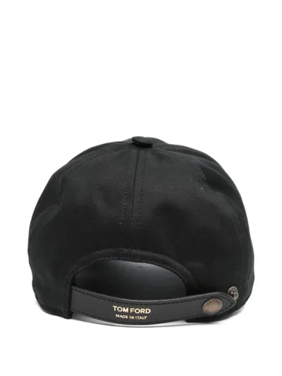 Tom Ford Black Baseball Cap With Logo Embroidery On The Front And Logo Lettering On The Rear In Cotton Man In Black