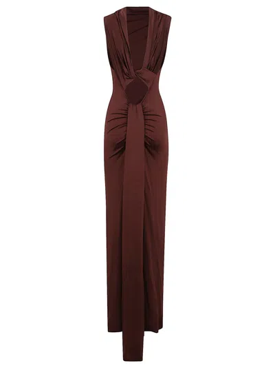 Victoria Beckham Womens Coco Twisted Sleeveless Stretch-woven Maxi Dress