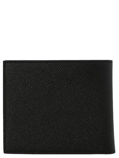 Dolce & Gabbana Black Bi-fold Wallet With Logo Plaque On The Front In Grained Leather Man
