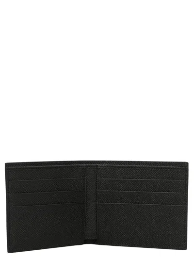 Dolce & Gabbana Black Bi-fold Wallet With Logo Plaque On The Front In Grained Leather Man