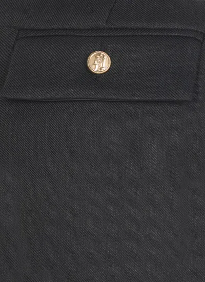 Elisabetta Franchi Flap Pockets High Waist Pleated Trousers In Black