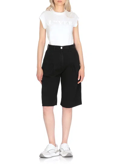 Pinko Knee-length Black Cotton Bermuda Shorts In Black