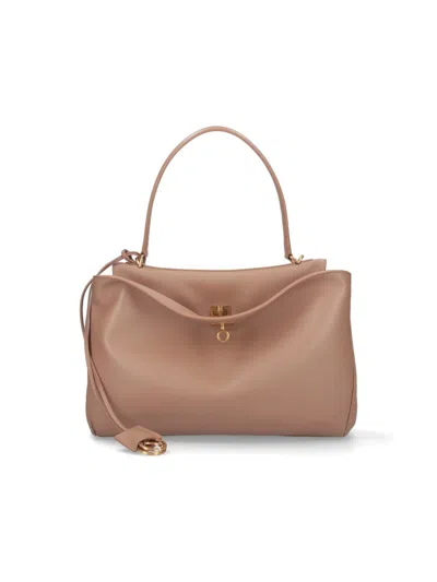 Balenciaga Medium Beige Calfskin Handbag With Gold Hardware