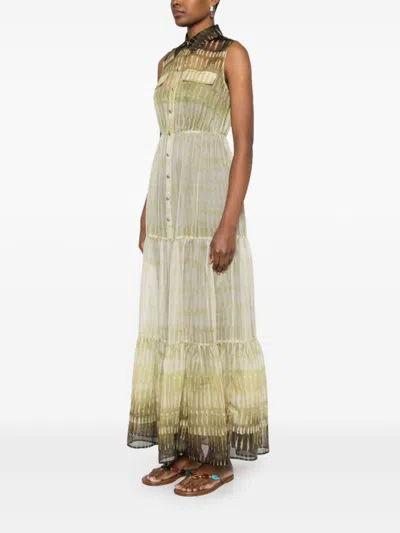 Liu •jo Liu Jo Green Print Chemisier Dress In Neutral