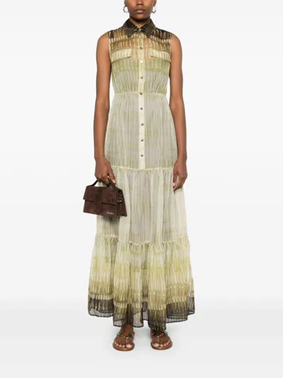 Liu •jo Liu Jo Green Print Chemisier Dress In Neutral