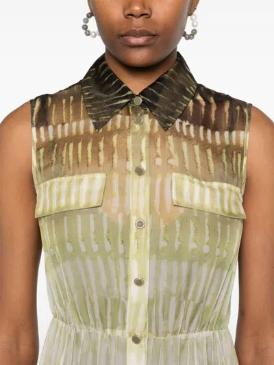 Liu •jo Liu Jo Green Print Chemisier Dress In Neutral