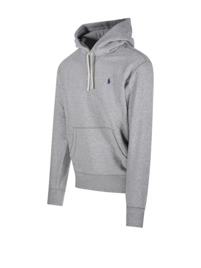 Polo Ralph Lauren Hooded Sweatshirt With Drawstring And Pocket In Gray