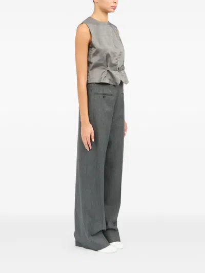 Mm6 Maison Margiela Mm6 By Maison Margiela Sleeveless Structured Jacket With Peplum Hem In Gray