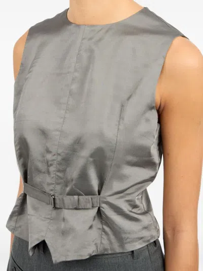 Mm6 Maison Margiela Mm6 By Maison Margiela Sleeveless Structured Jacket With Peplum Hem In Gray