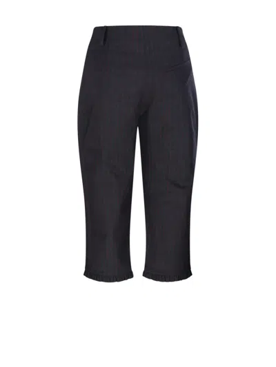 Ganni Womens Phantom Striped Tailored Woven Capri Trousers In Black