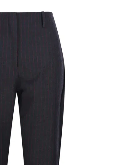 Ganni Womens Phantom Striped Tailored Woven Capri Trousers In Black
