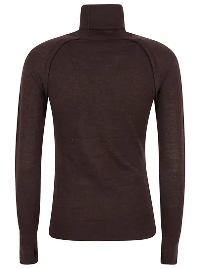 Victoria Beckham Turtle Neck Sweater In Brown